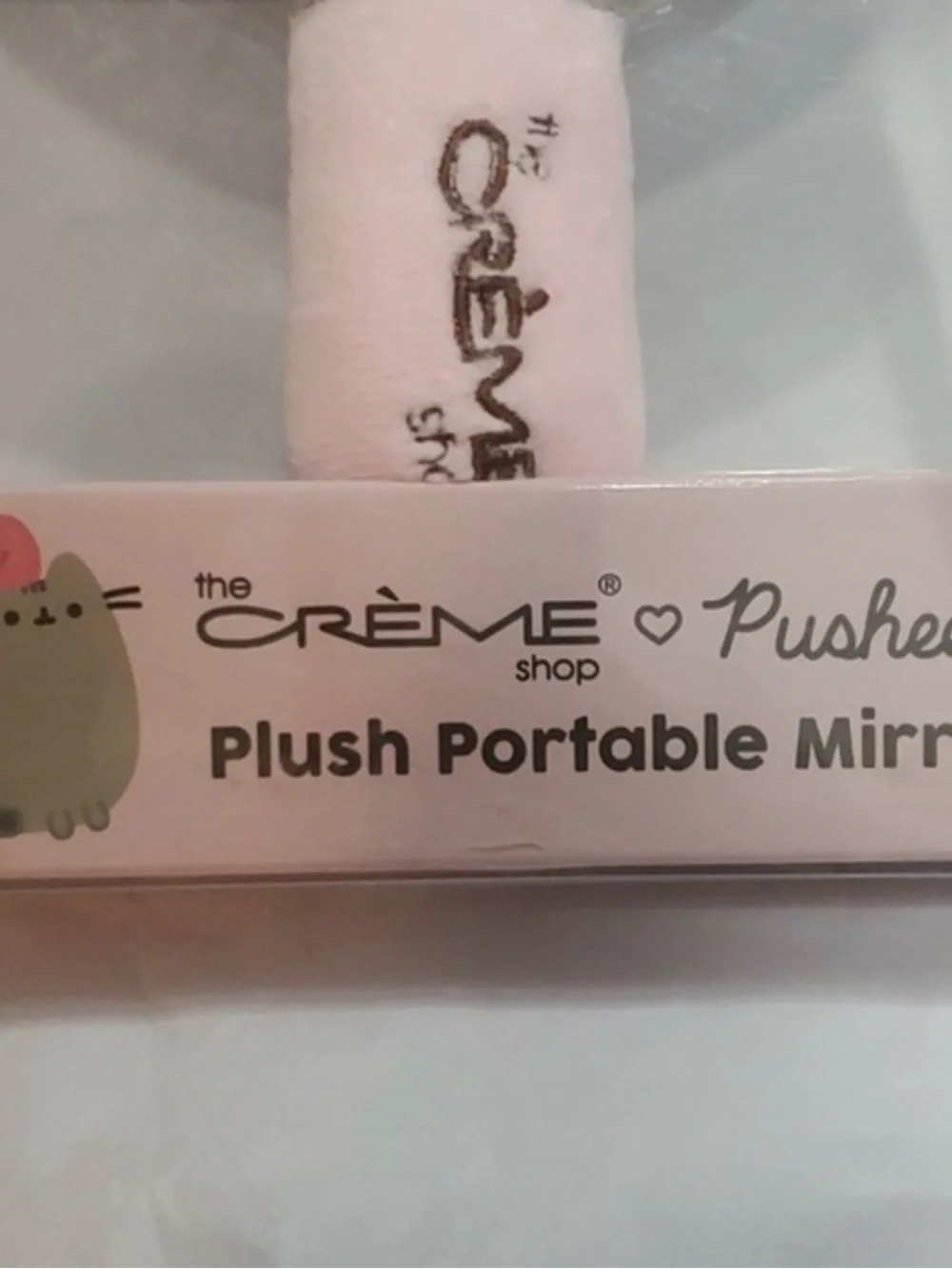 Crème Shop x Pusheen Plush Portable Mirror - Gray & Pink
